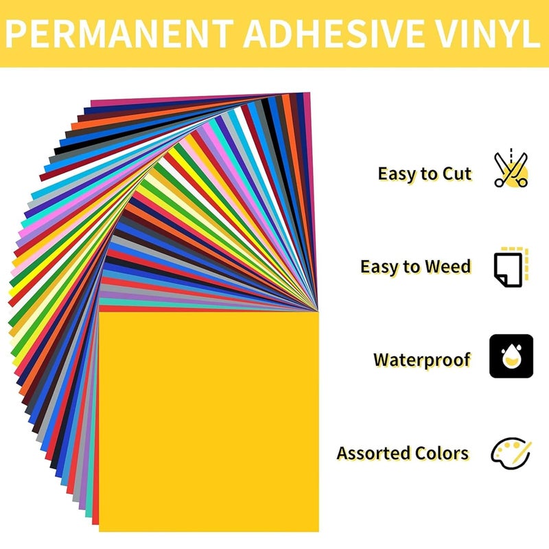 Huaxing Permanent Adhesive Vinyl Bundle - 90 Pack Vinyl Sheets (12”x12”, Glossy, Matte, Metallic) for Most Cutting Machines and Party Decoration, Sticker, Craft Cutter, Car Decal - Image 2